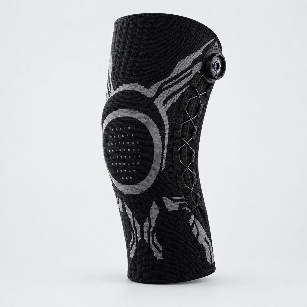 Black knee brace, left knee