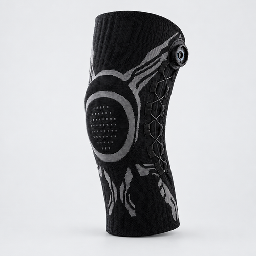 Black knee brace, left knee